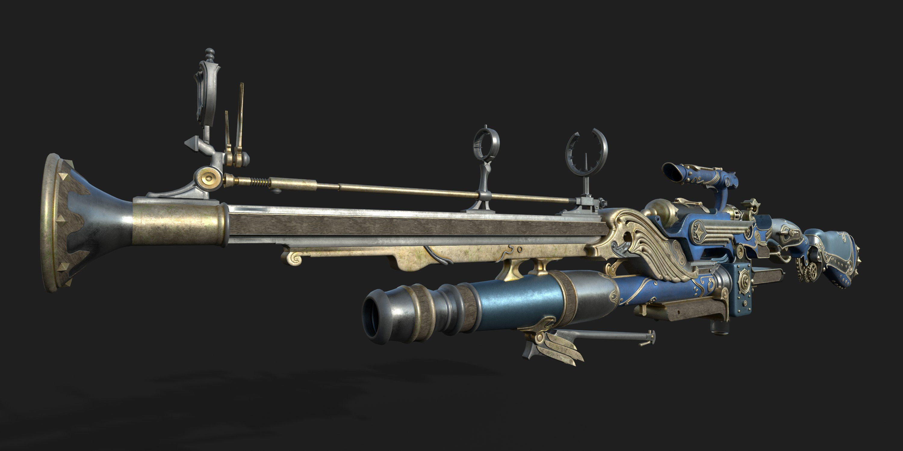 Steampunk Gun Low-poly 3D model_5