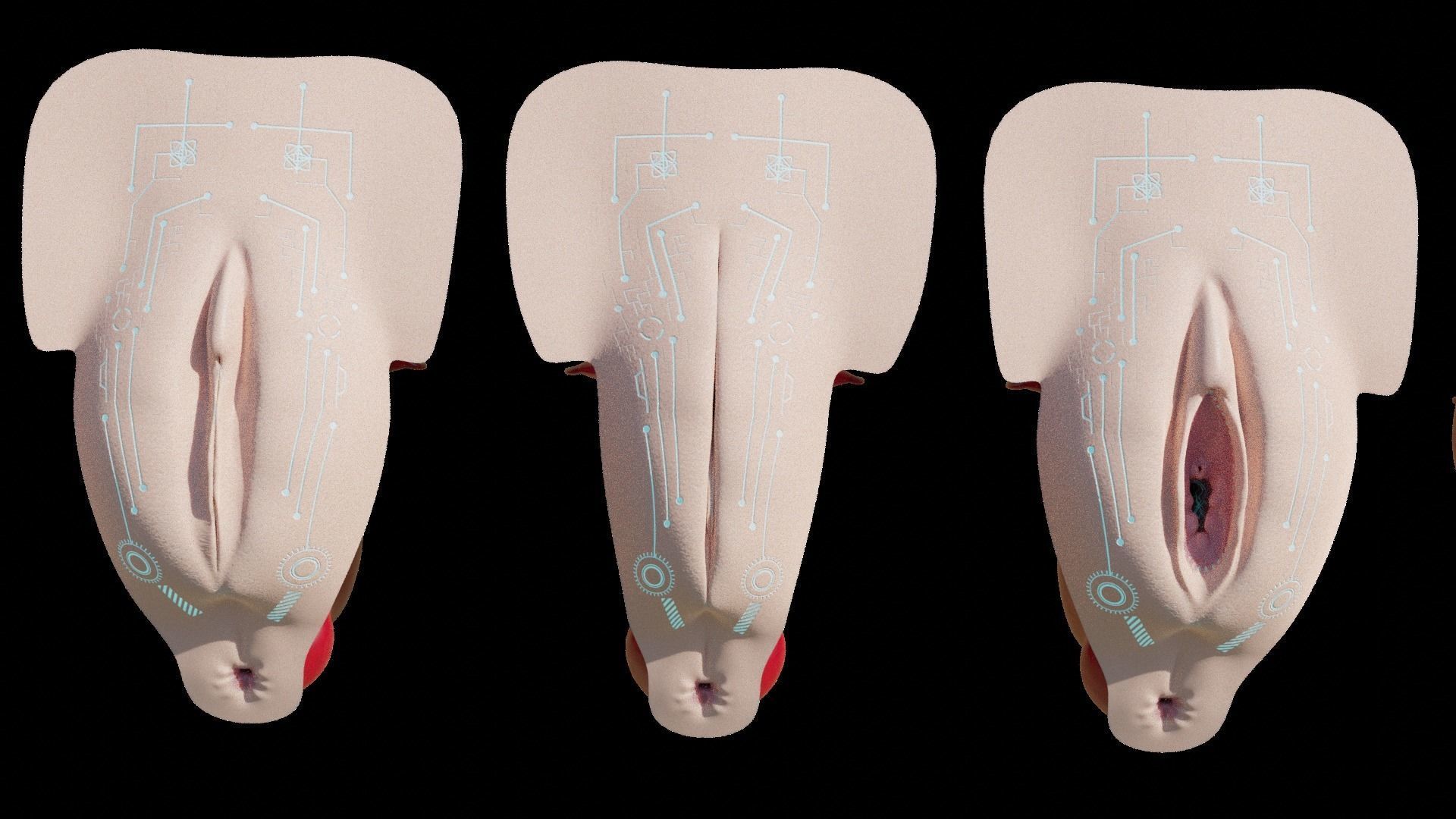 sexe anathomy shape key white android and ebony texture 3D model_6