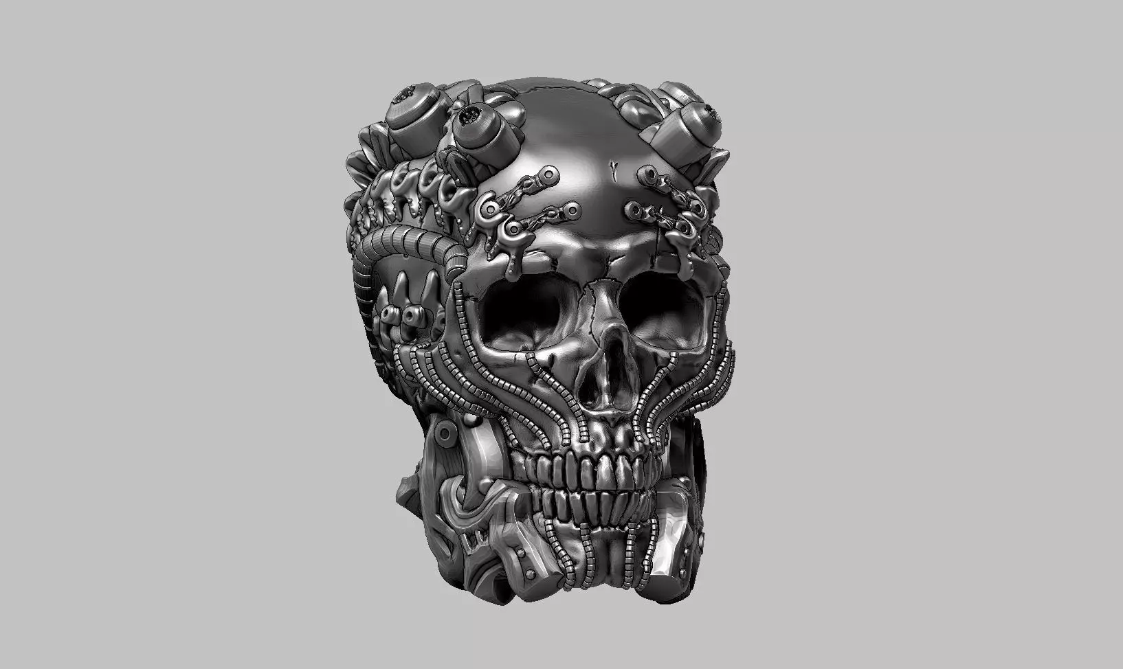 skull robot head a57 3D print model_0