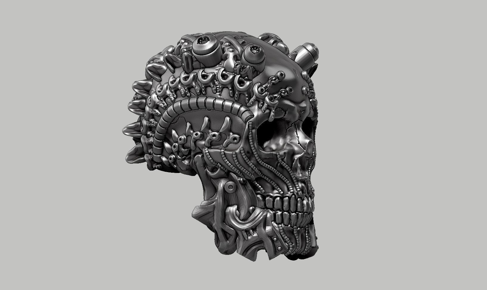 skull robot head a57 3D print model_2