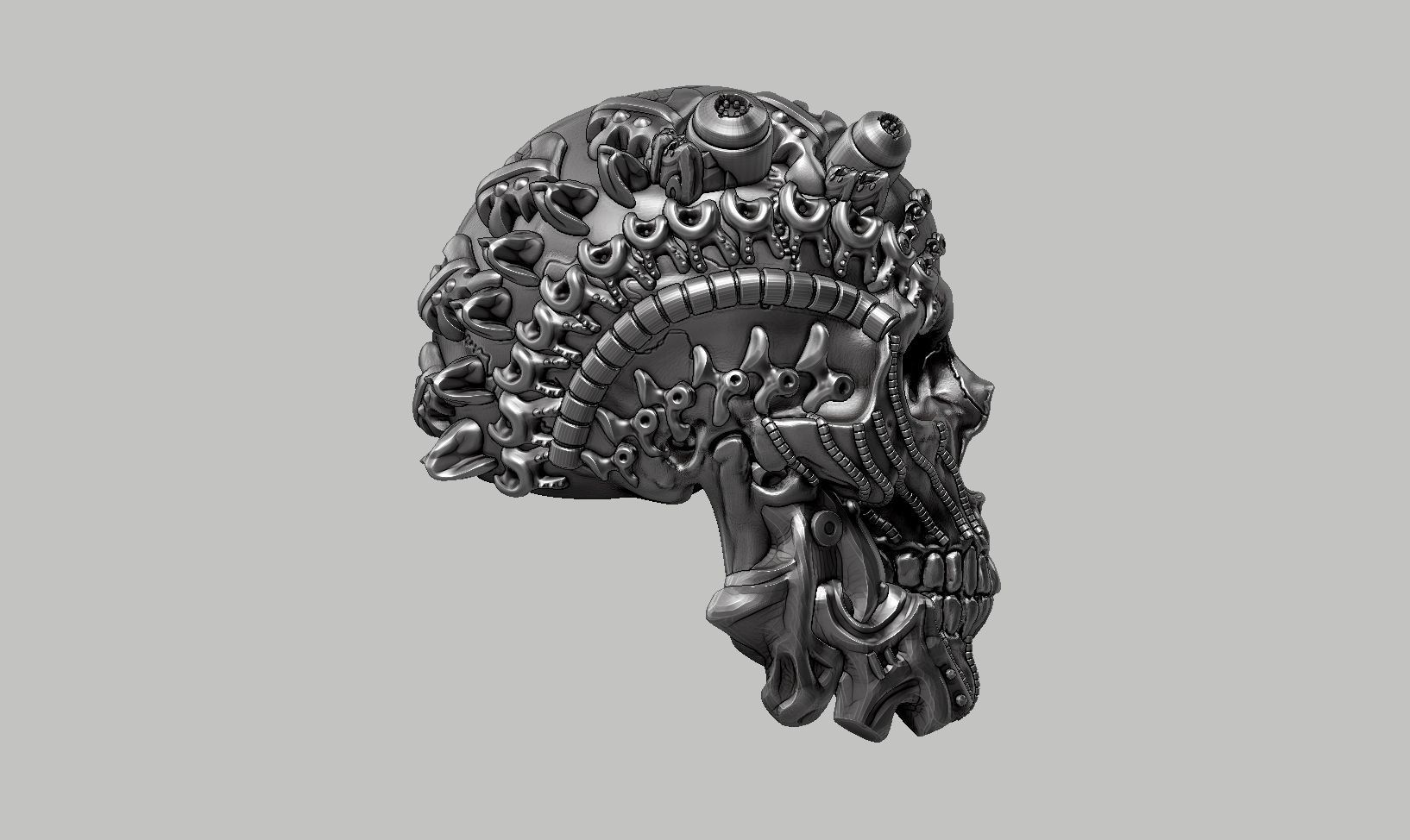 skull robot head a57 3D print model_4