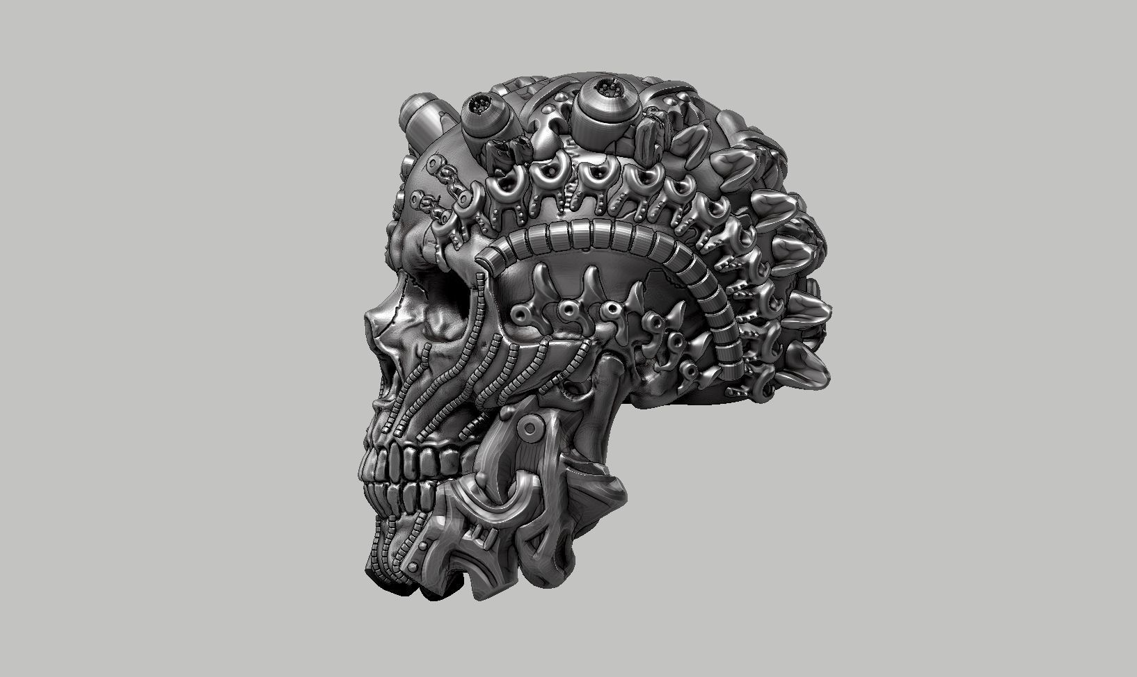 skull robot head a57 3D print model_9