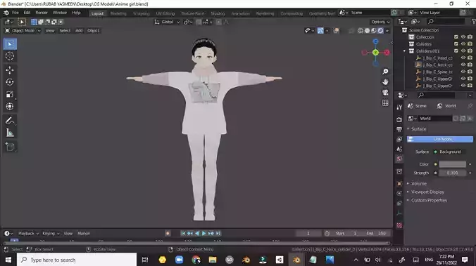 anime girl 3d model
