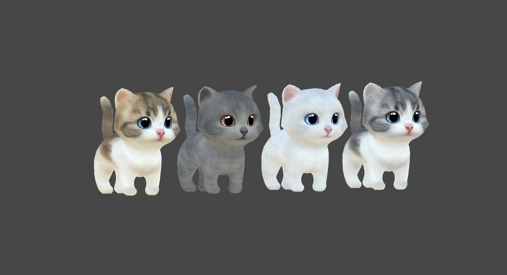 3D Cute Cats Animate Low-poly 3D model_1