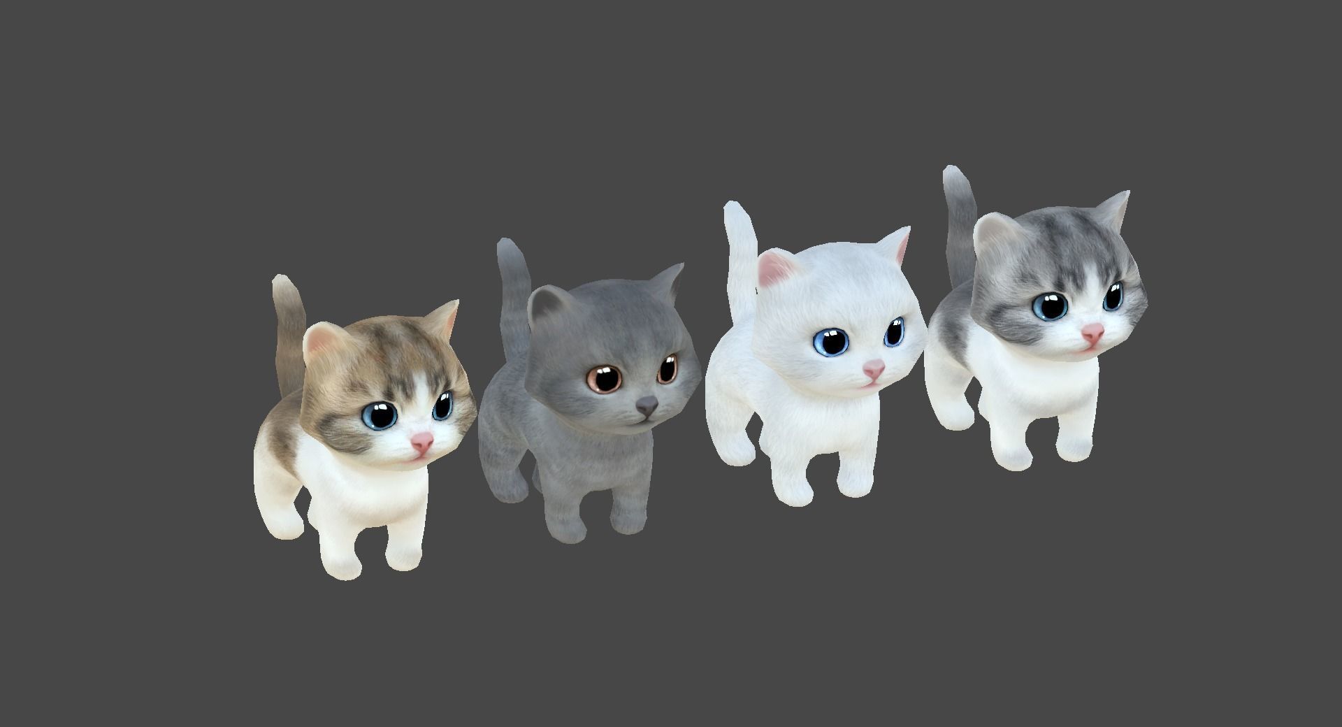 3D Cute Cats Animate Low-poly 3D model_2