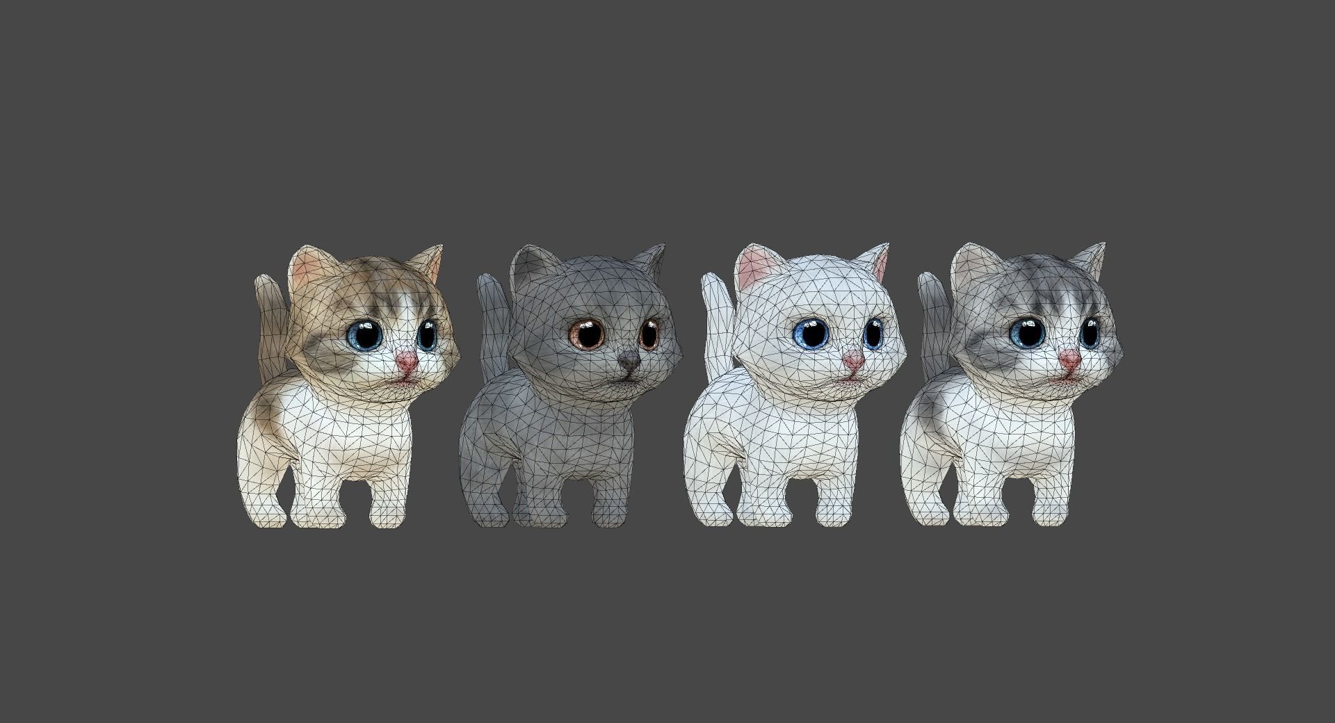 3D Cute Cats Animate Low-poly 3D model_4