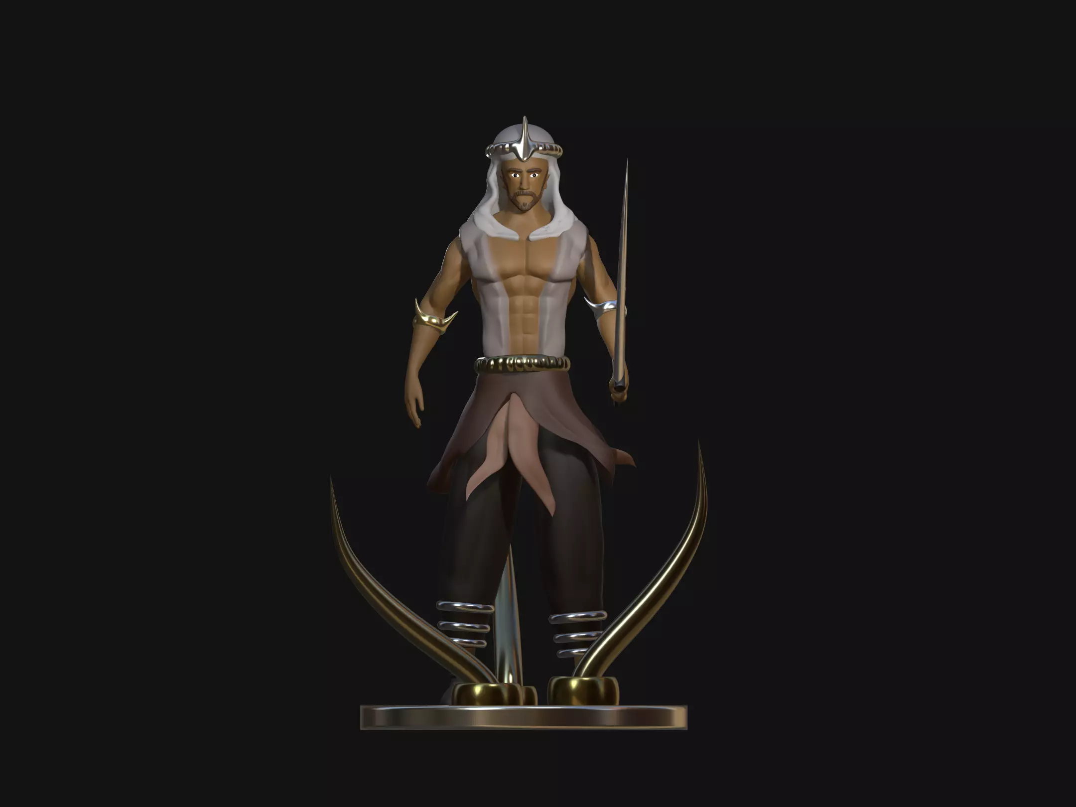 man with sword 3D print model_0