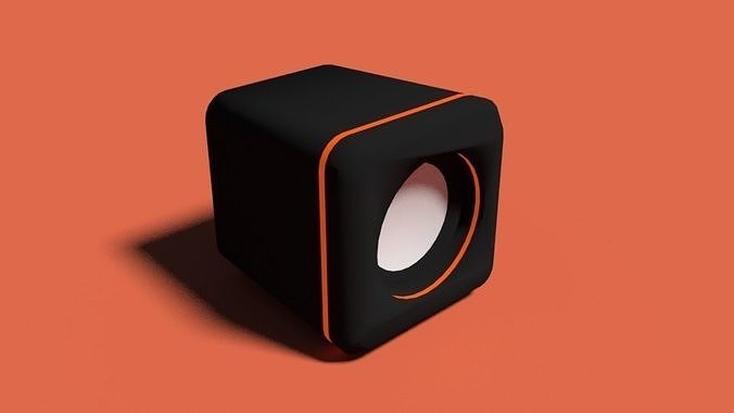 Speaker orange Low-poly 3D model