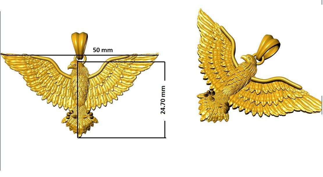 Eagle Pendant 3D print model_3