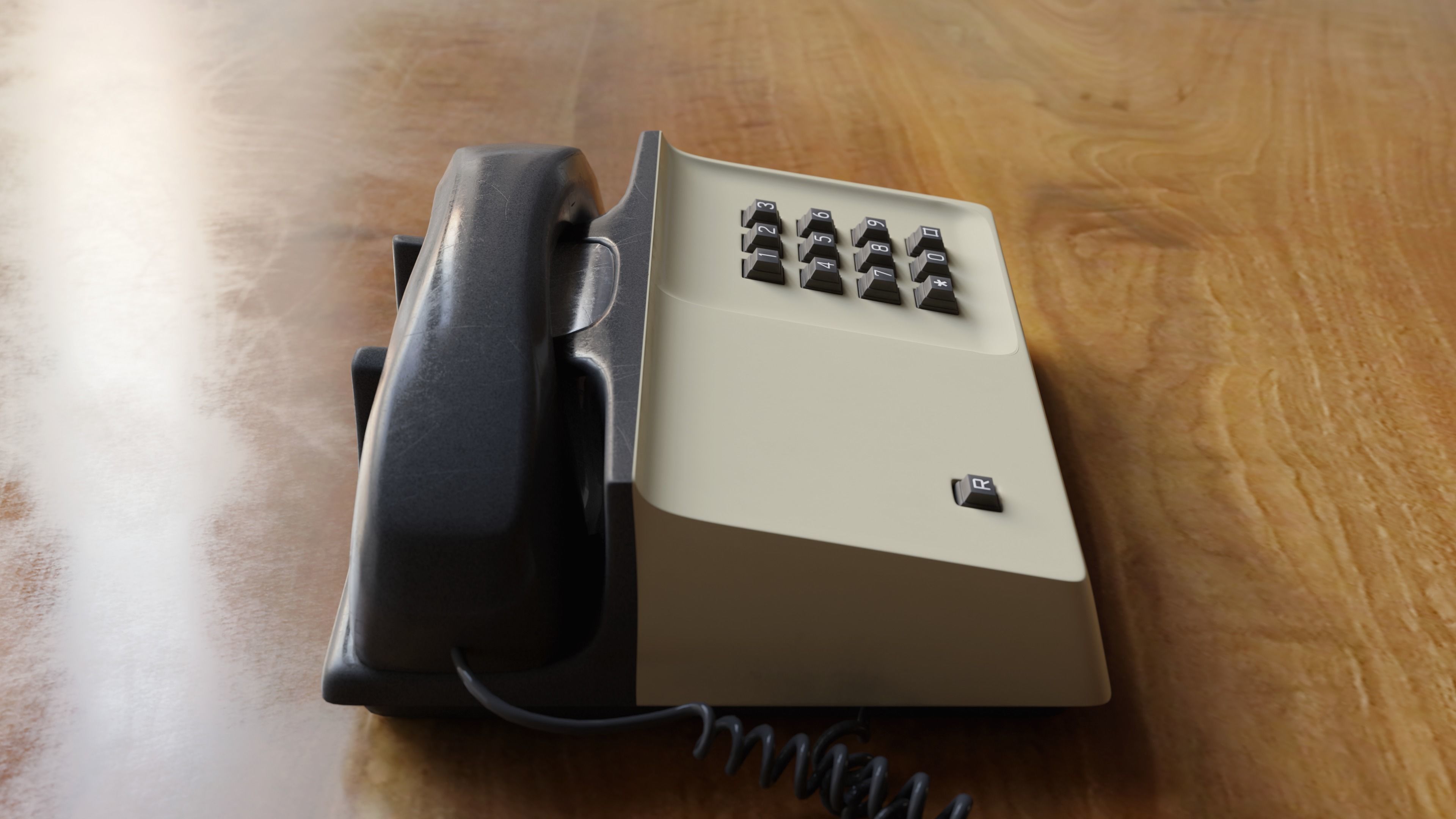 80s Office Phone 3D model_2