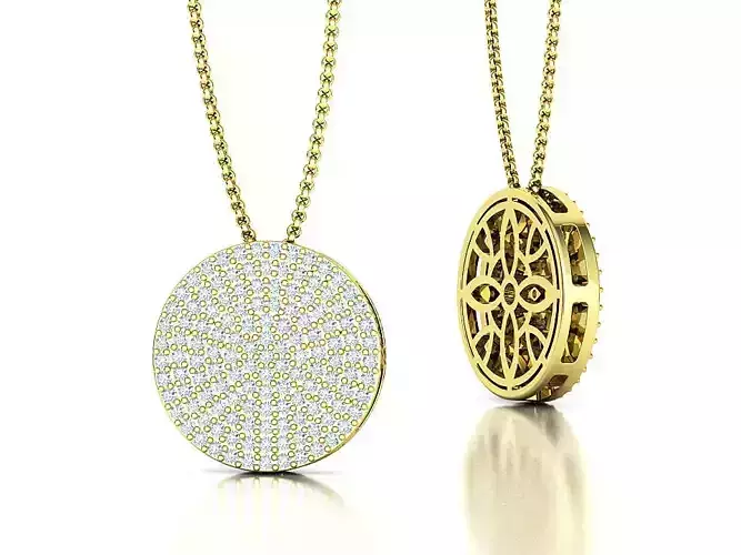 Diamond Round Plate Necklace 18mm Diamond Necklace  3D print model