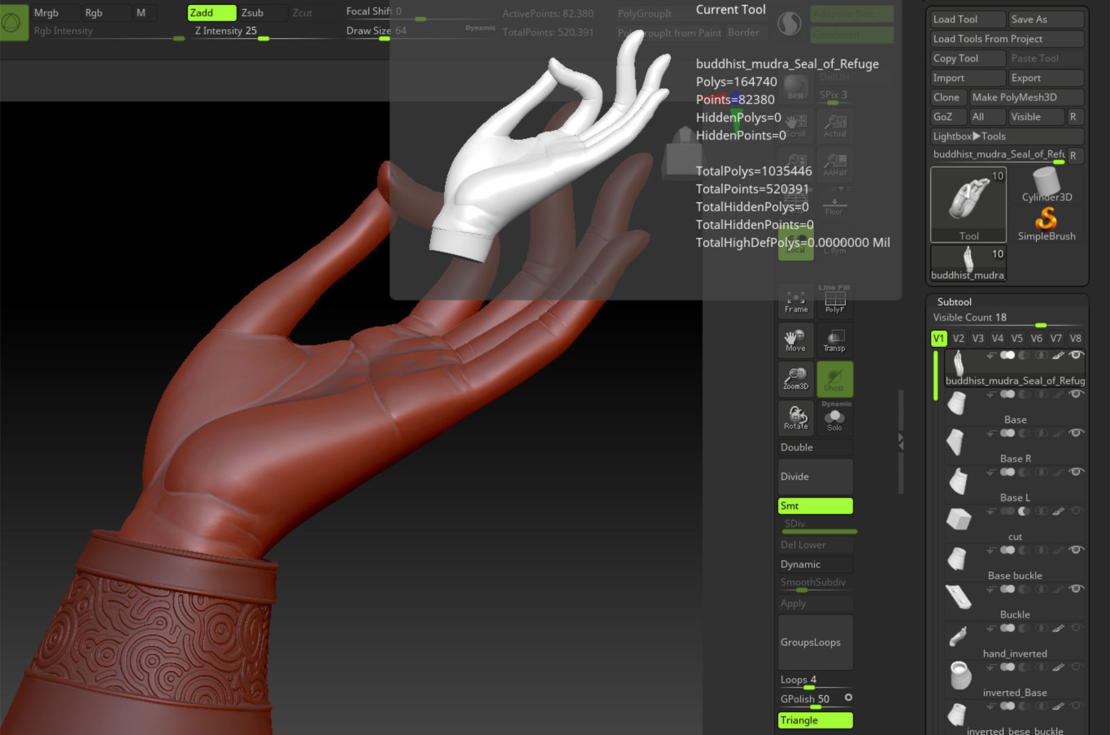 buddhist mudra Seal of Refuge printable high poly 3D print model_36