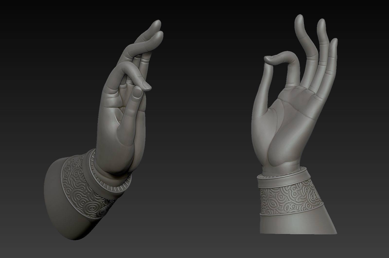 buddhist mudra Seal of Refuge printable high poly 3D print model_7