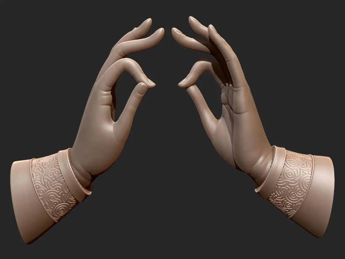 buddhist mudra Seal of Refuge printable high poly 3D print model_0