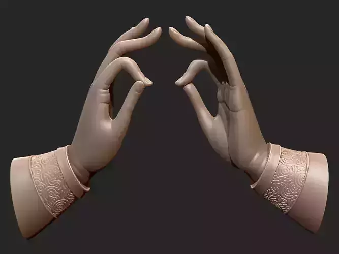 buddhist mudra Seal of Refuge printable high poly 3D print model