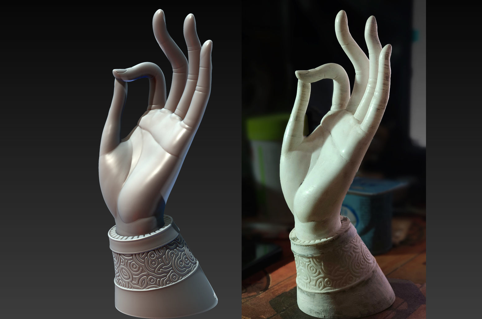 buddhist mudra Seal of Refuge printable high poly 3D print model_42