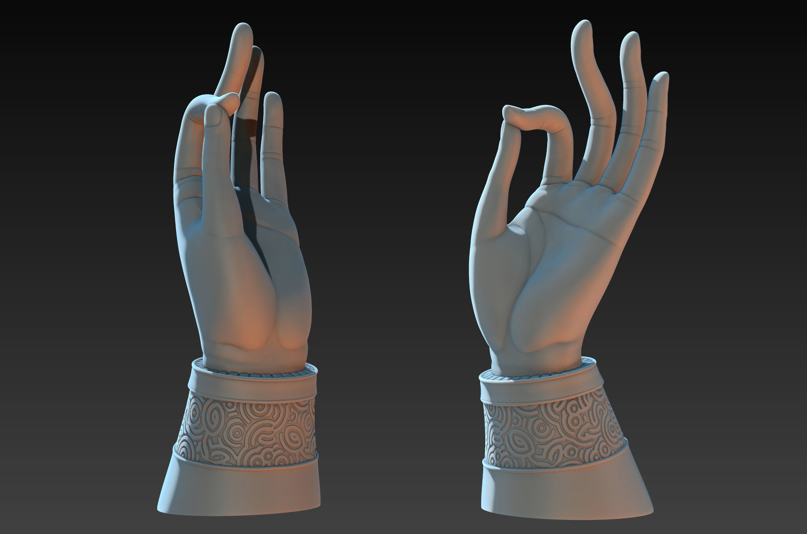 buddhist mudra Seal of Refuge printable high poly 3D print model_8