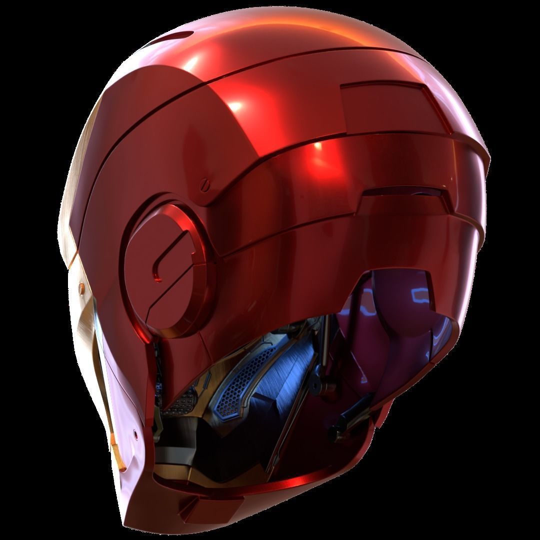 Iron man mk45 B helmet with inner details and motorization 3D print model_9