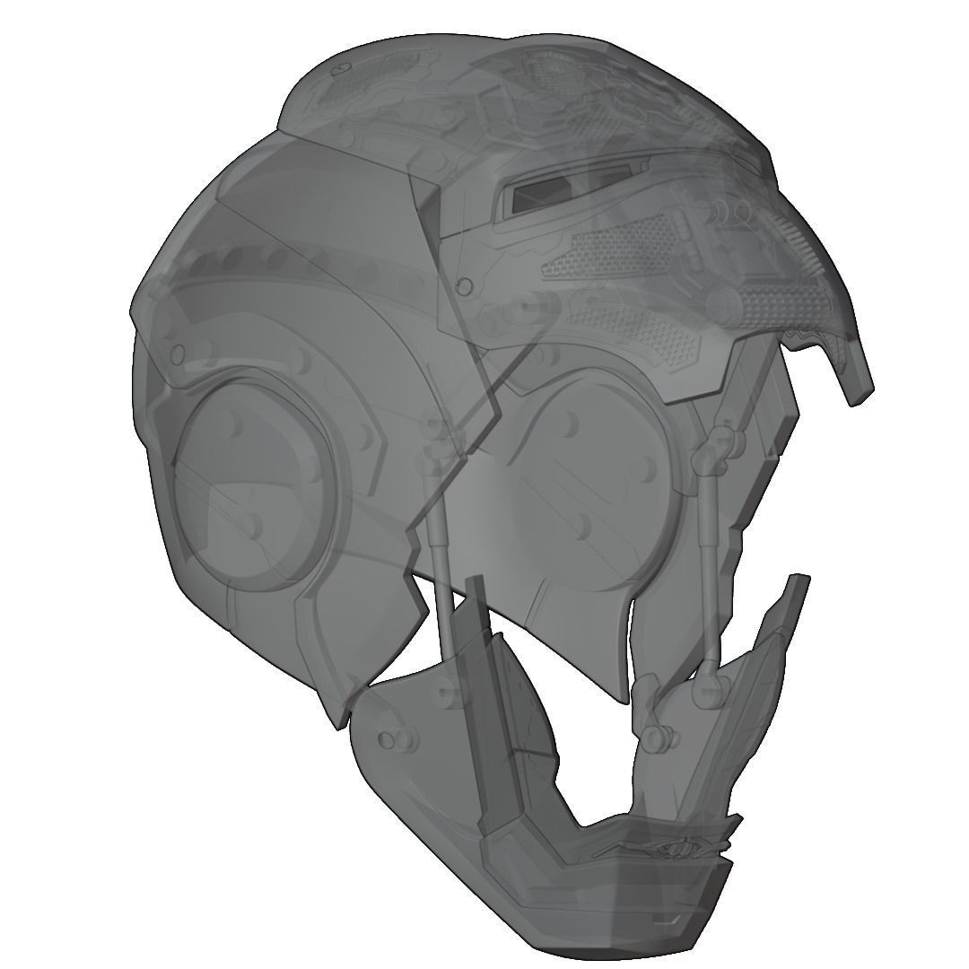 Iron man mk45 B helmet with inner details and motorization 3D print model_23