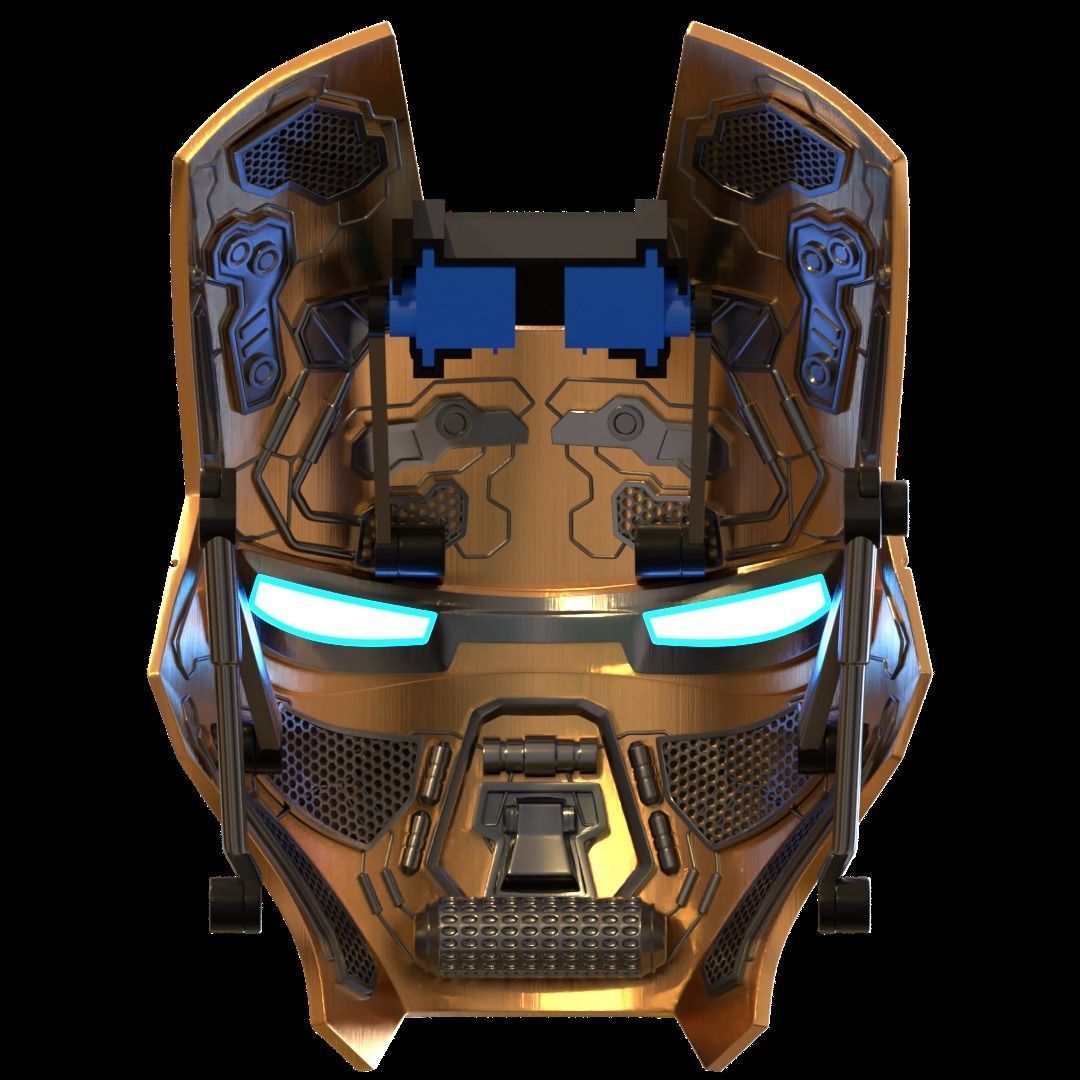 Iron man mk45 B helmet with inner details and motorization 3D print model_3