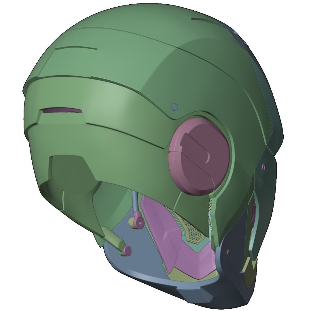 Iron man mk45 B helmet with inner details and motorization 3D print model_43
