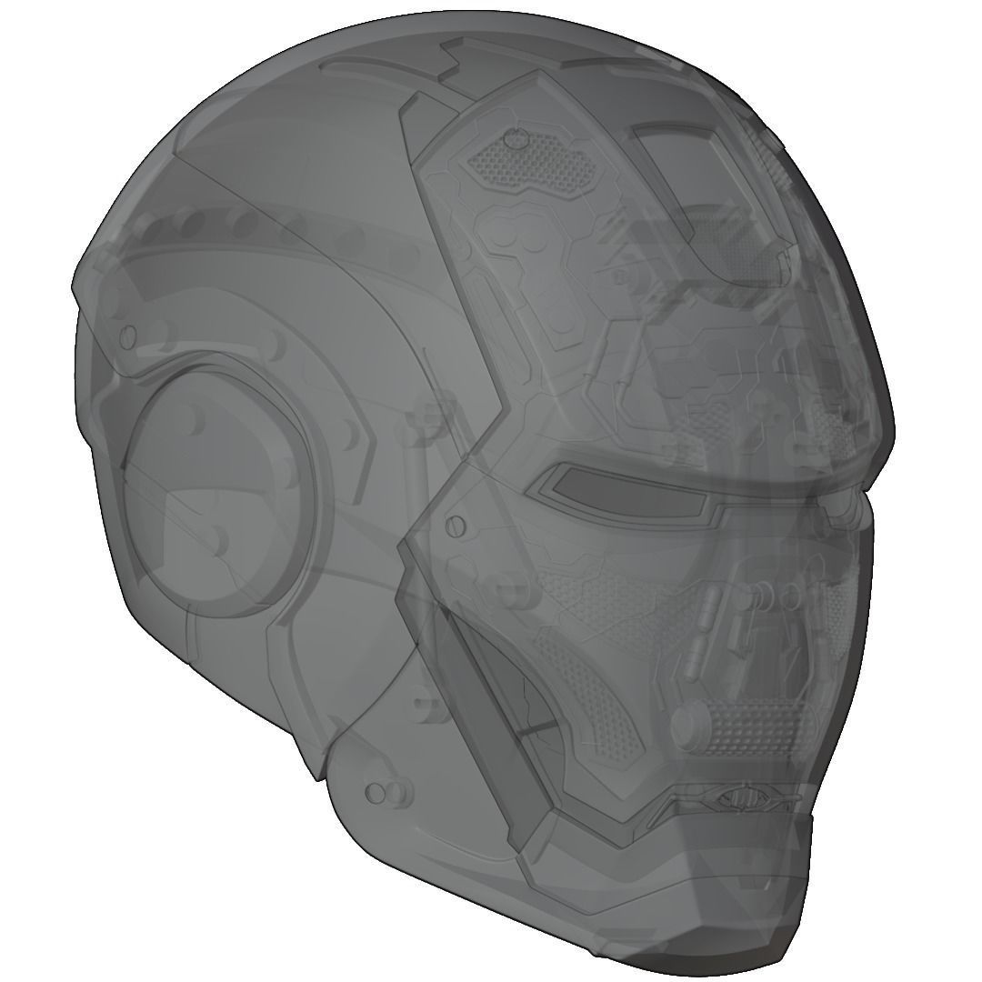 Iron man mk45 B helmet with inner details and motorization 3D print model_36