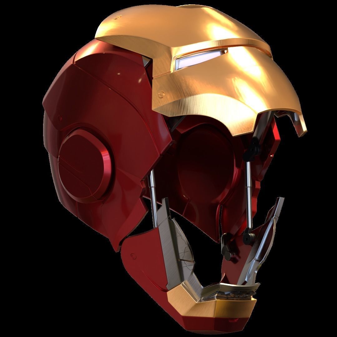 Iron man mk45 B helmet with inner details and motorization 3D print model_1