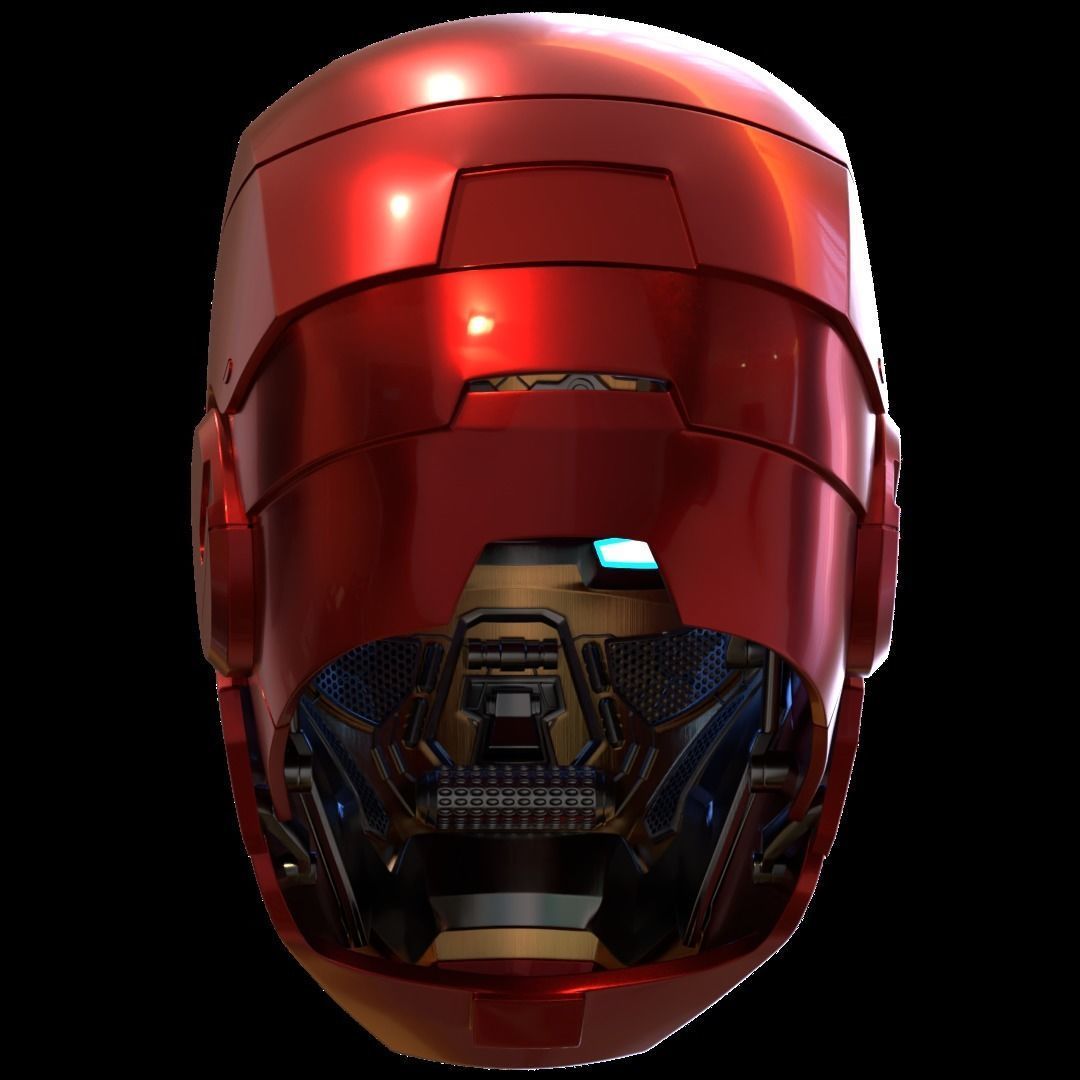 Iron man mk45 B helmet with inner details and motorization 3D print model_7