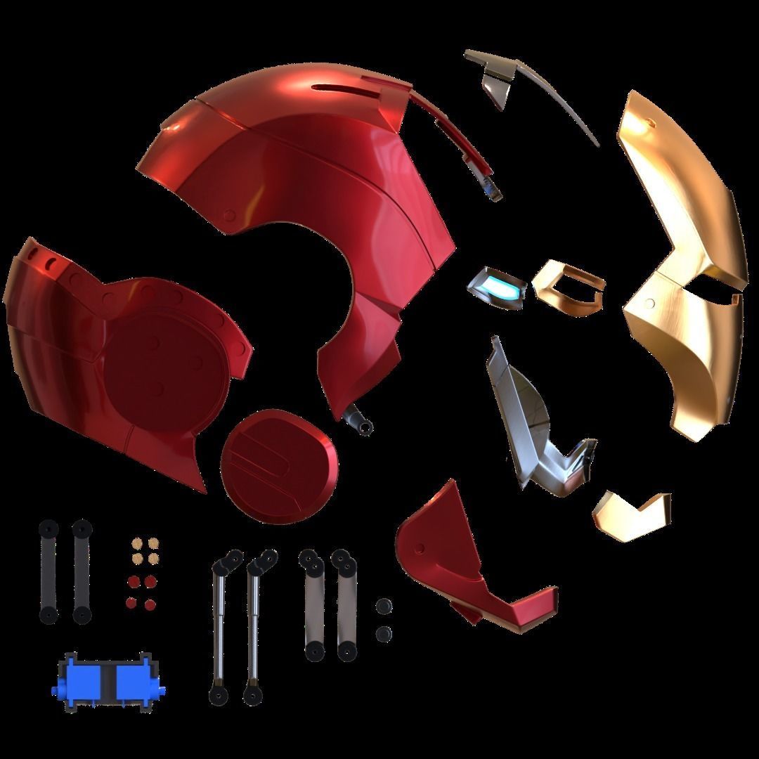 Iron man mk45 B helmet with inner details and motorization 3D print model_4