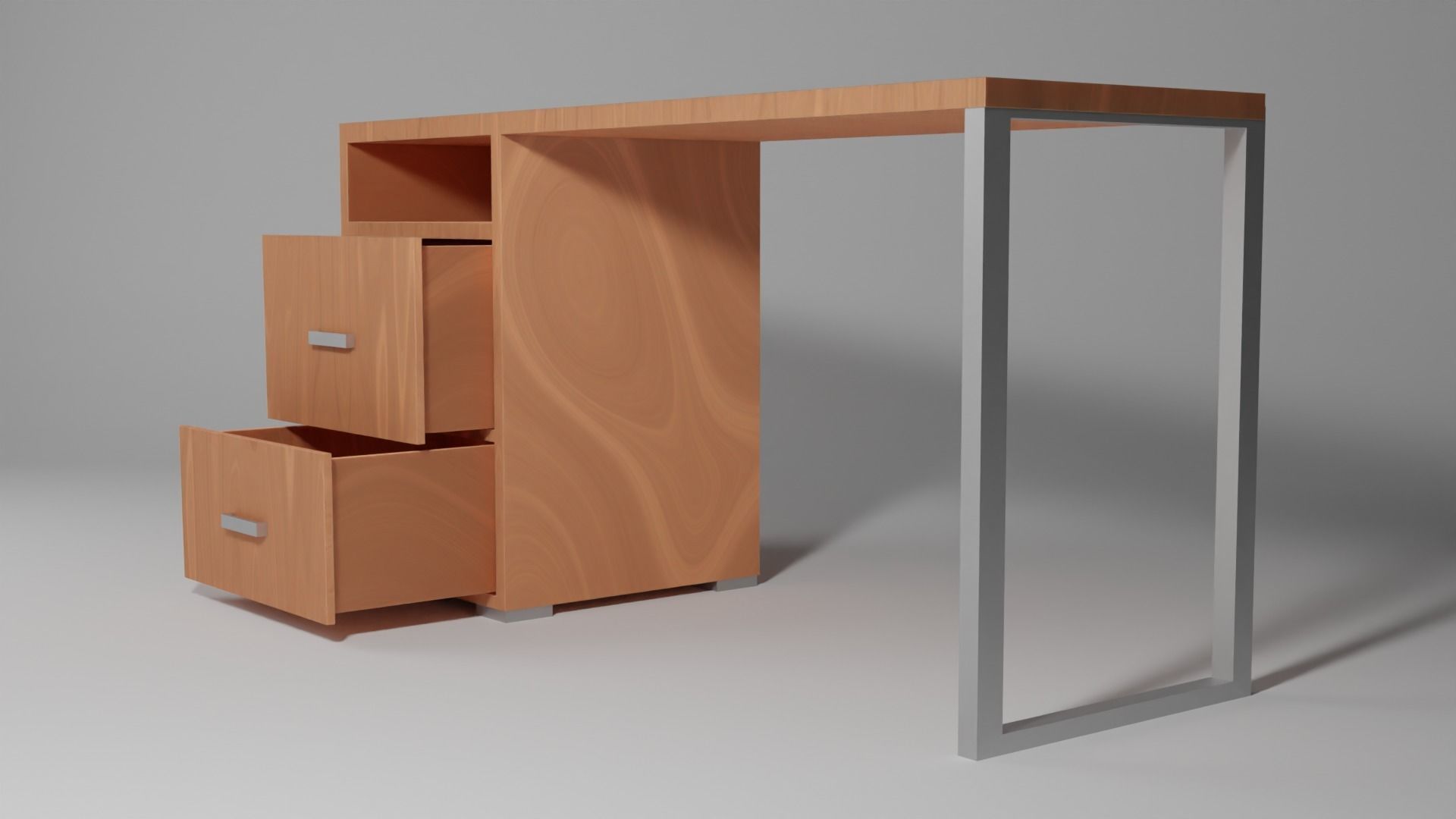 wood desk Low-poly 3D model_1