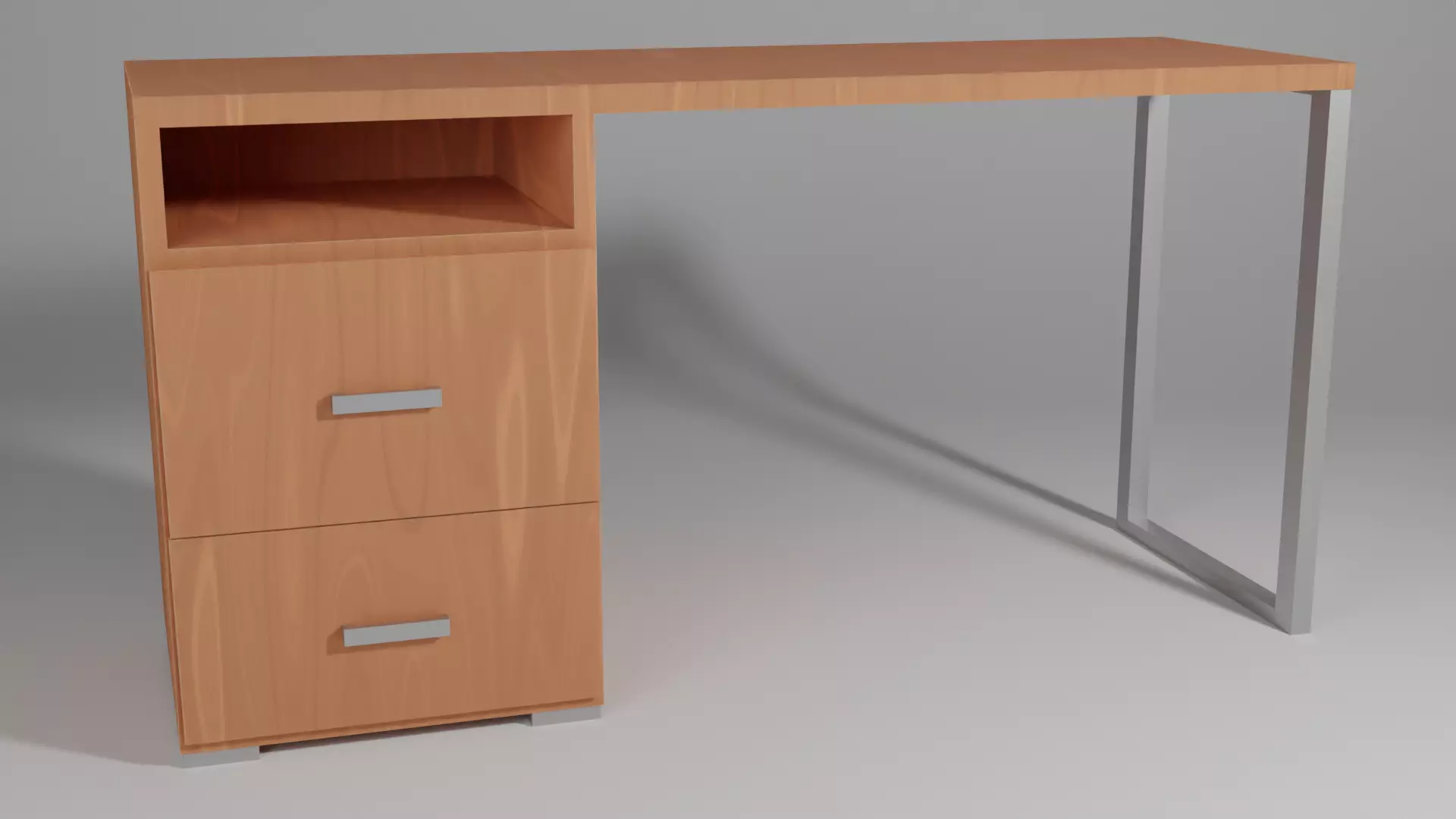 wood desk Low-poly 3D model_0