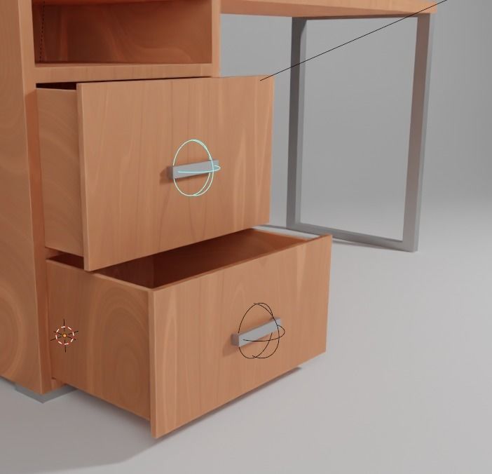 wood desk Low-poly 3D model_2