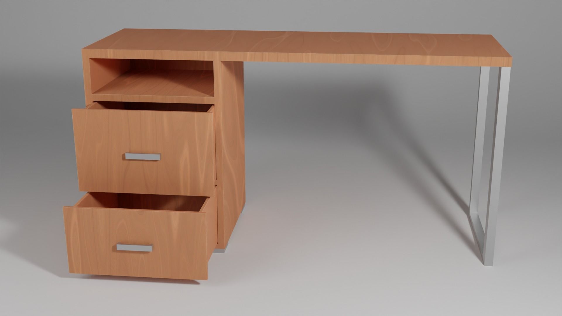 wood desk Low-poly 3D model_4