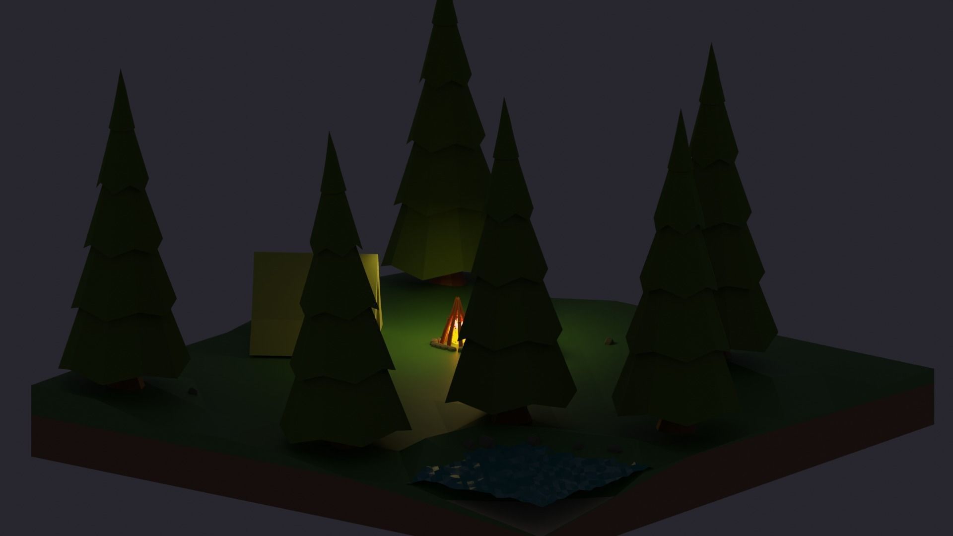 Campfire Scene Low-poly 3D model_5