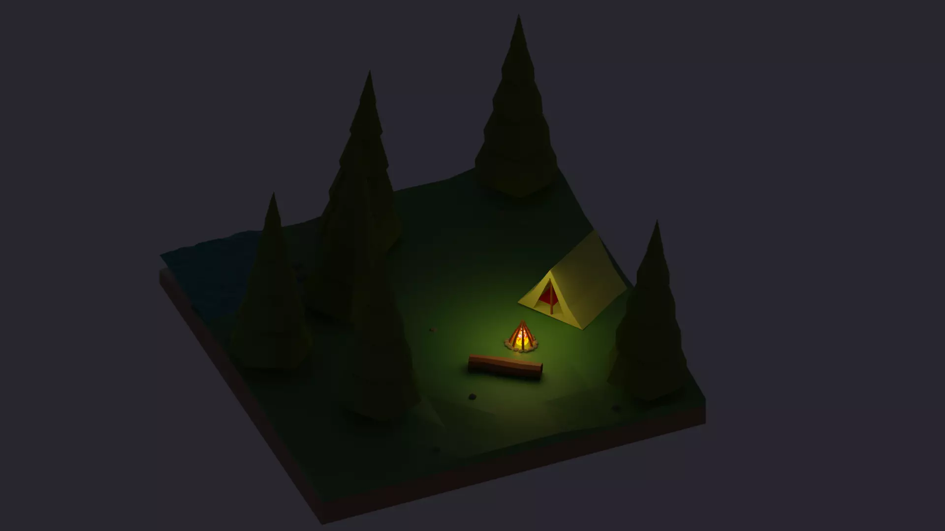 Campfire Scene Low-poly 3D model_0
