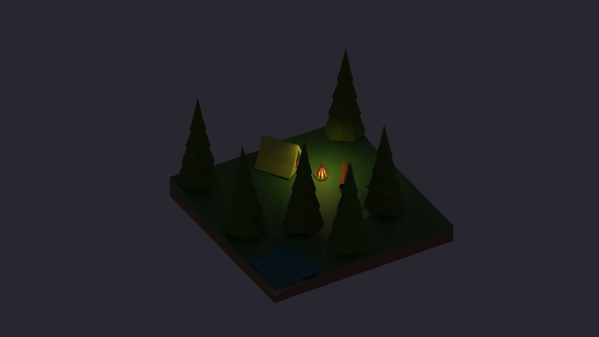 Campfire Scene Low-poly 3D model_2