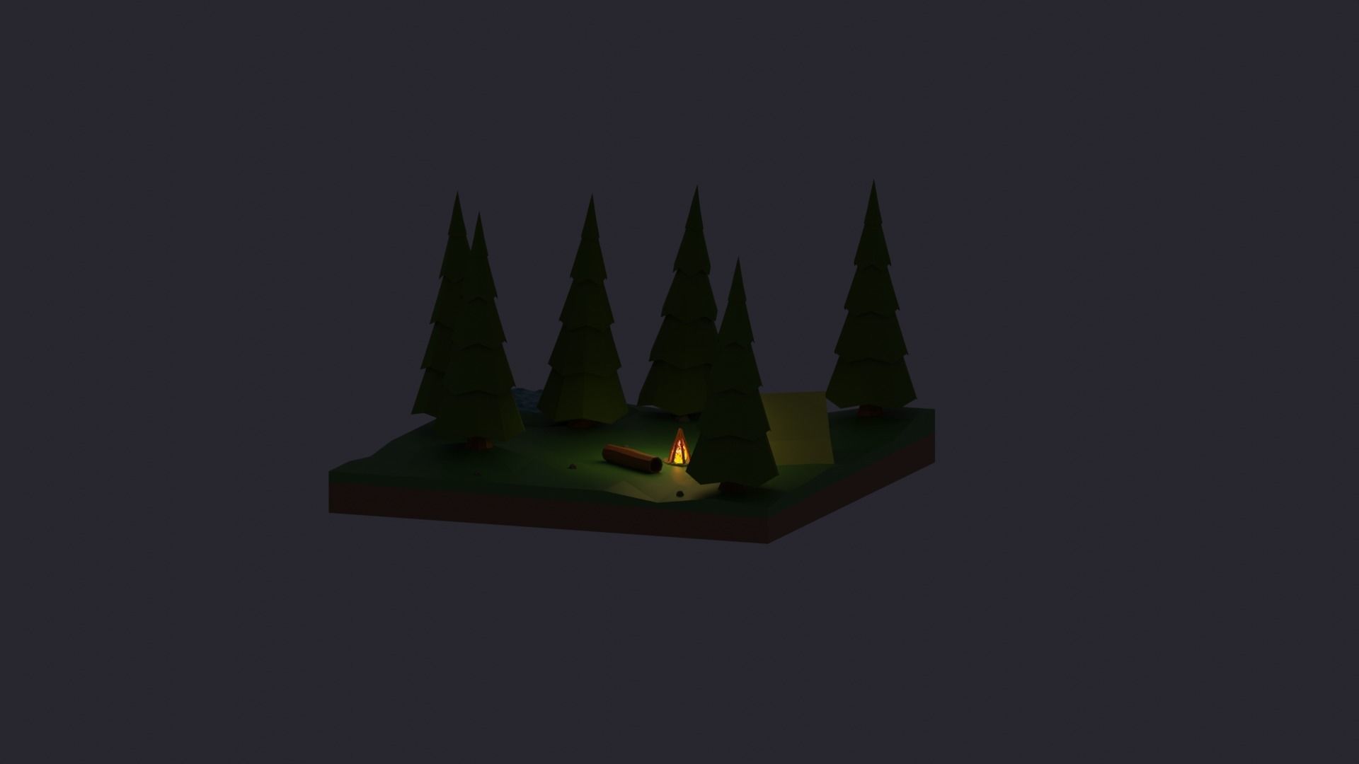 Campfire Scene Low-poly 3D model_3
