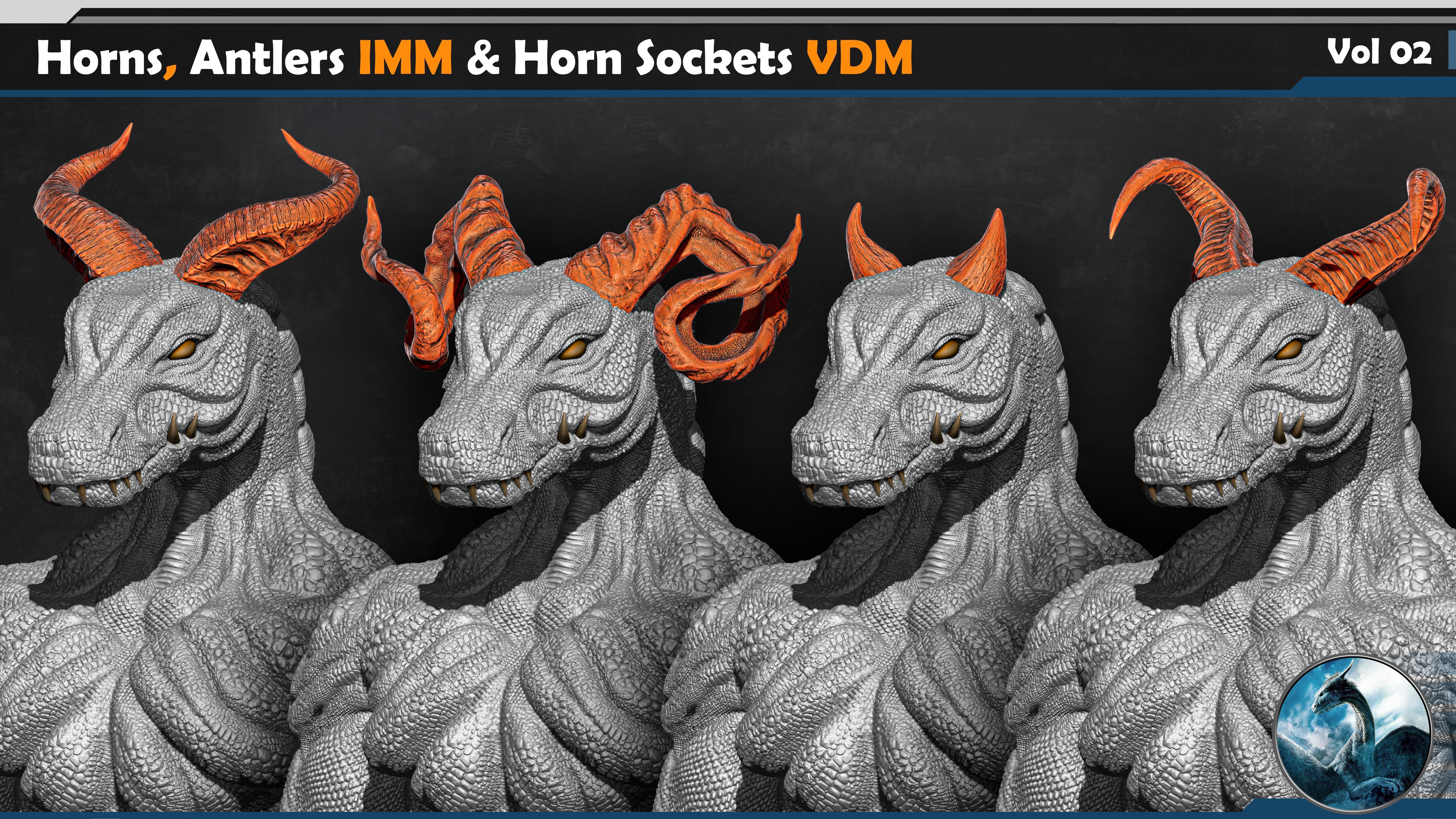40 Horns Antlers IMM - Horn Sockets VDM Vol 02 3D model_1