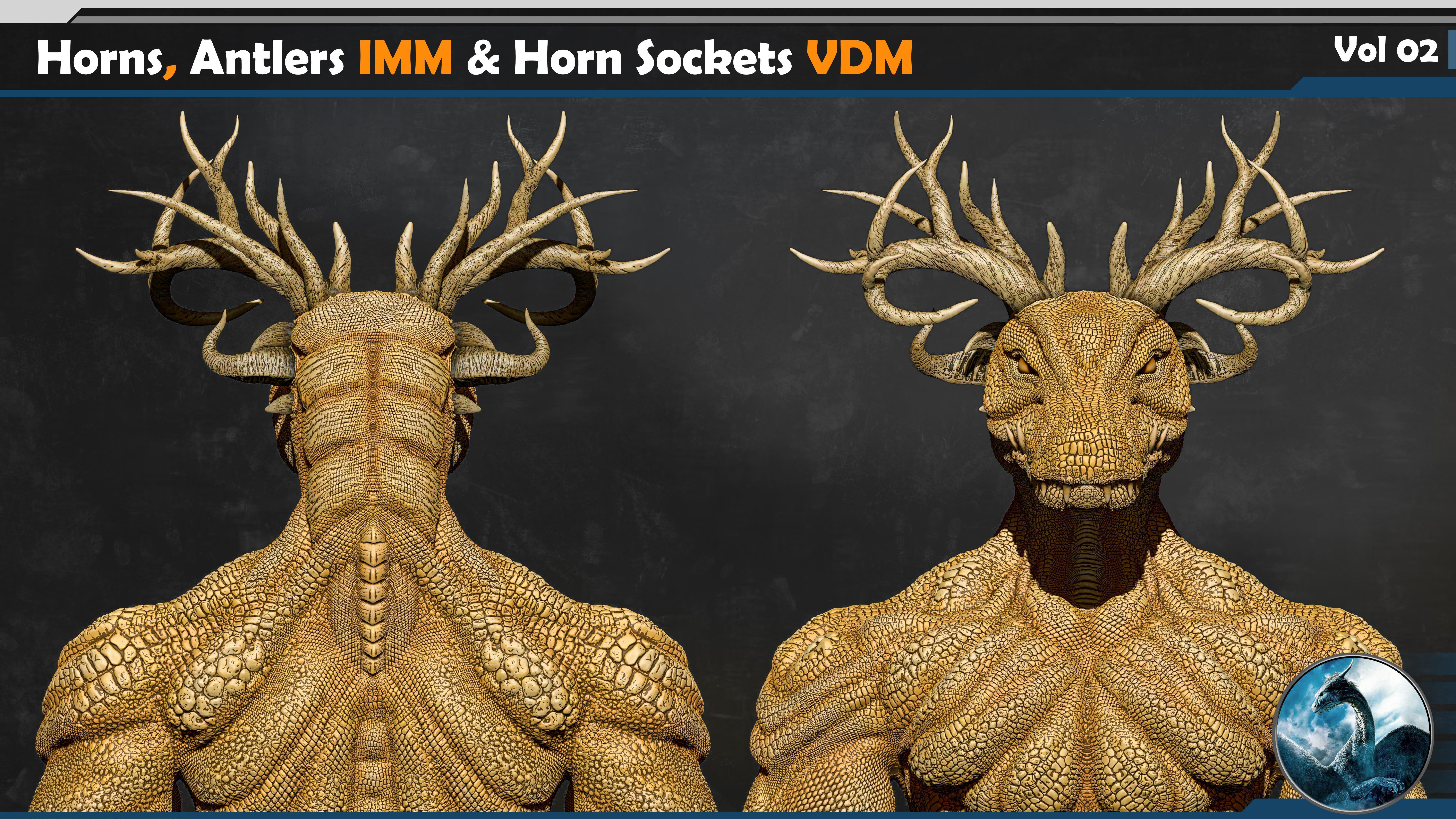 40 Horns Antlers IMM - Horn Sockets VDM Vol 02 3D model_2