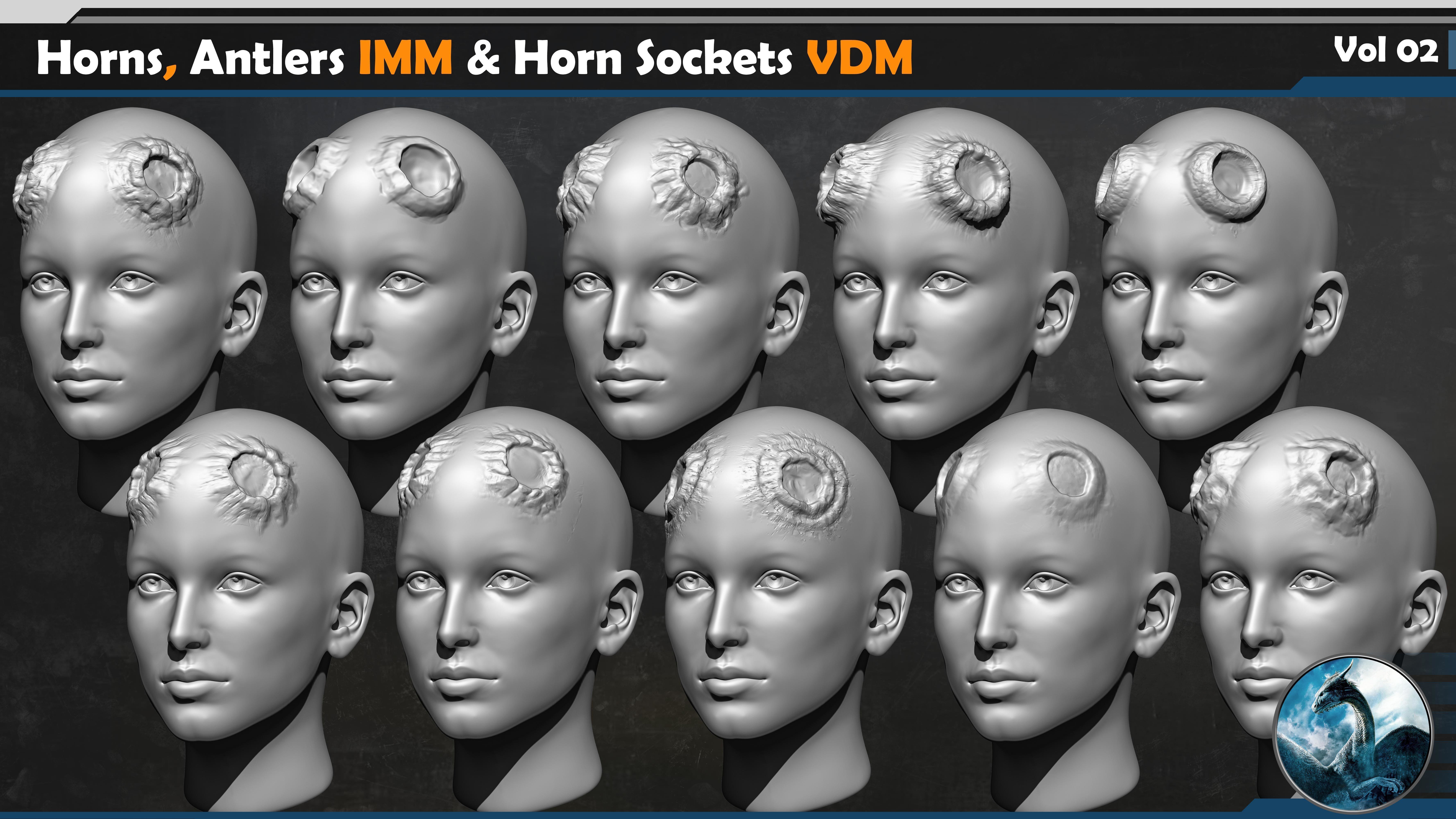 40 Horns Antlers IMM - Horn Sockets VDM Vol 02 3D model_11