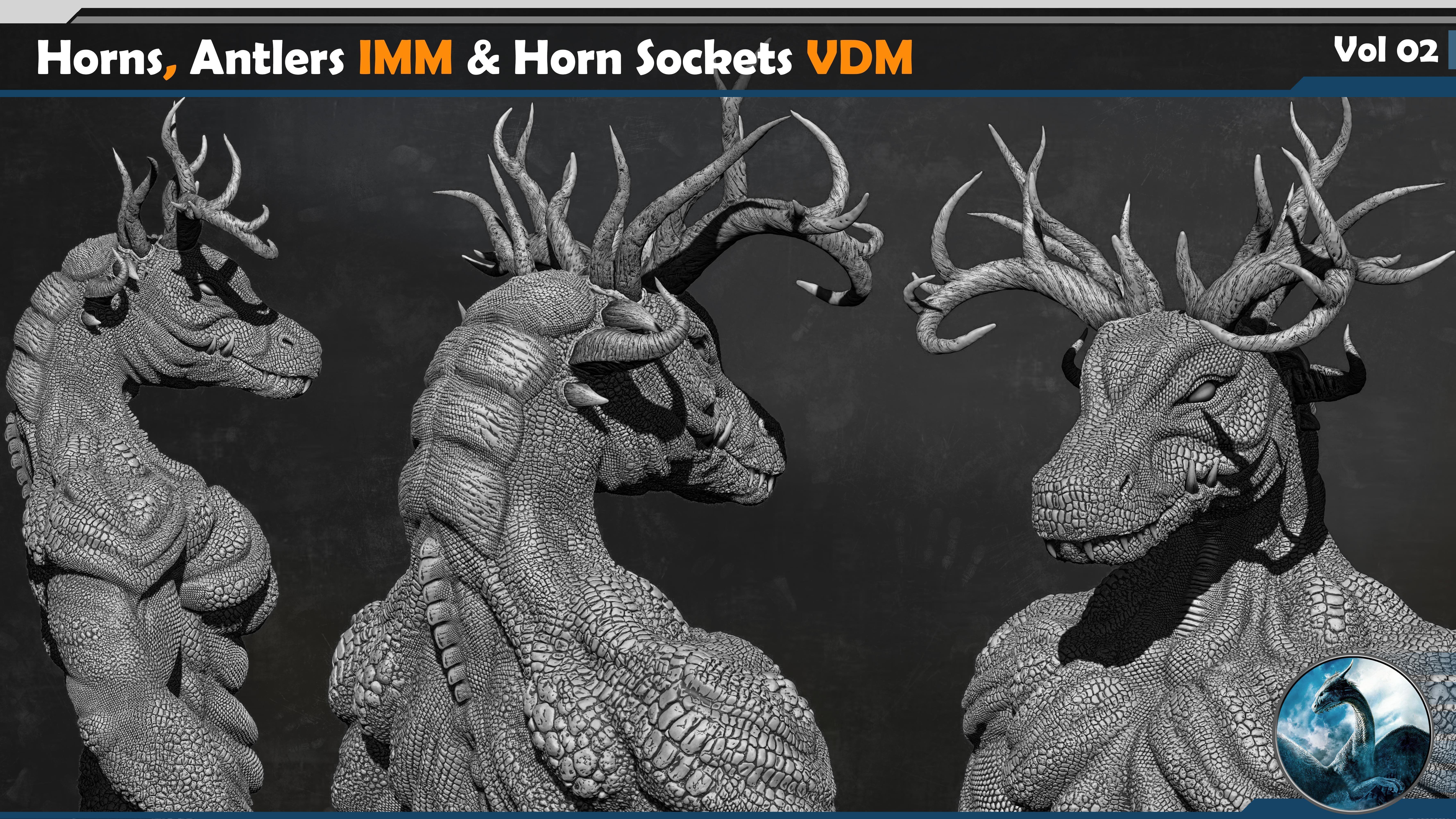 40 Horns Antlers IMM - Horn Sockets VDM Vol 02 3D model_3