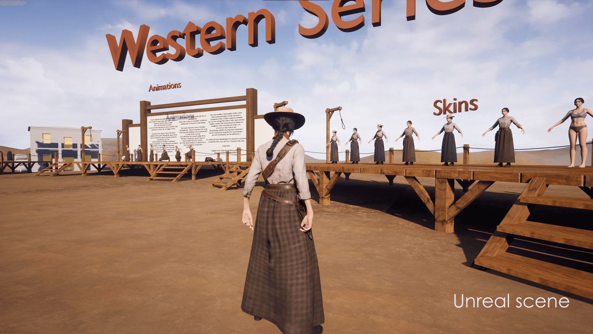Cowboy Girl 1 Western Wild West Adventure Survival Character Low-poly 3D model_17