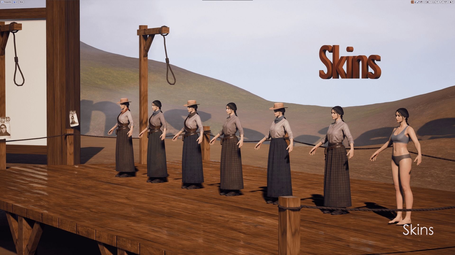 Cowboy Girl 1 Western Wild West Adventure Survival Character Low-poly 3D model_18