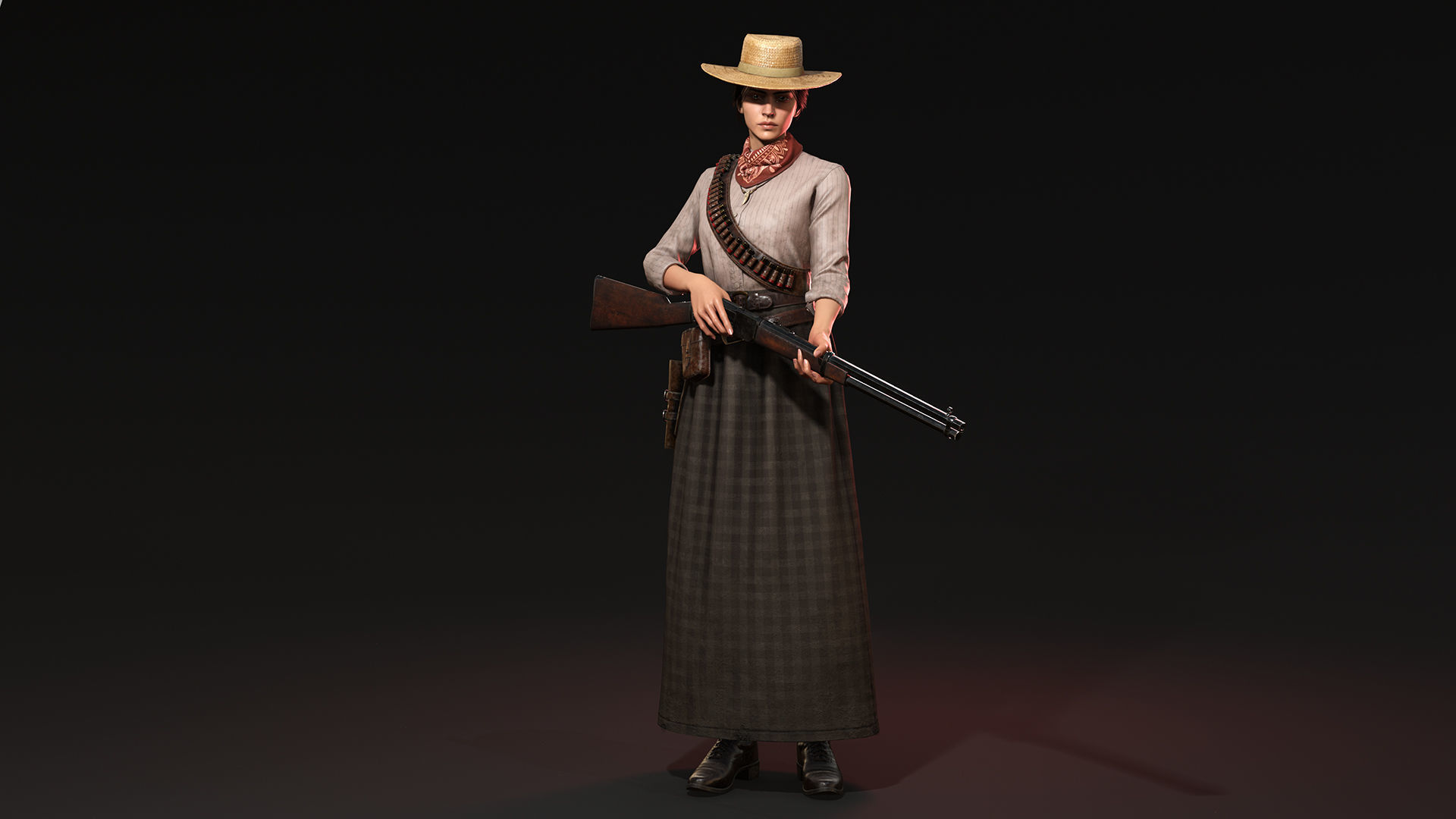 Cowboy Girl 1 Western Wild West Adventure Survival Character Low-poly 3D model_3
