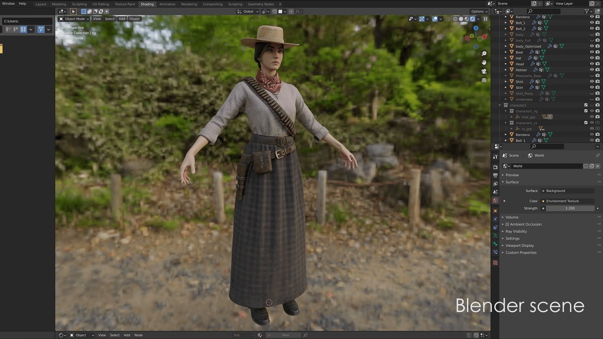 Cowboy Girl 1 Western Wild West Adventure Survival Character Low-poly 3D model_25