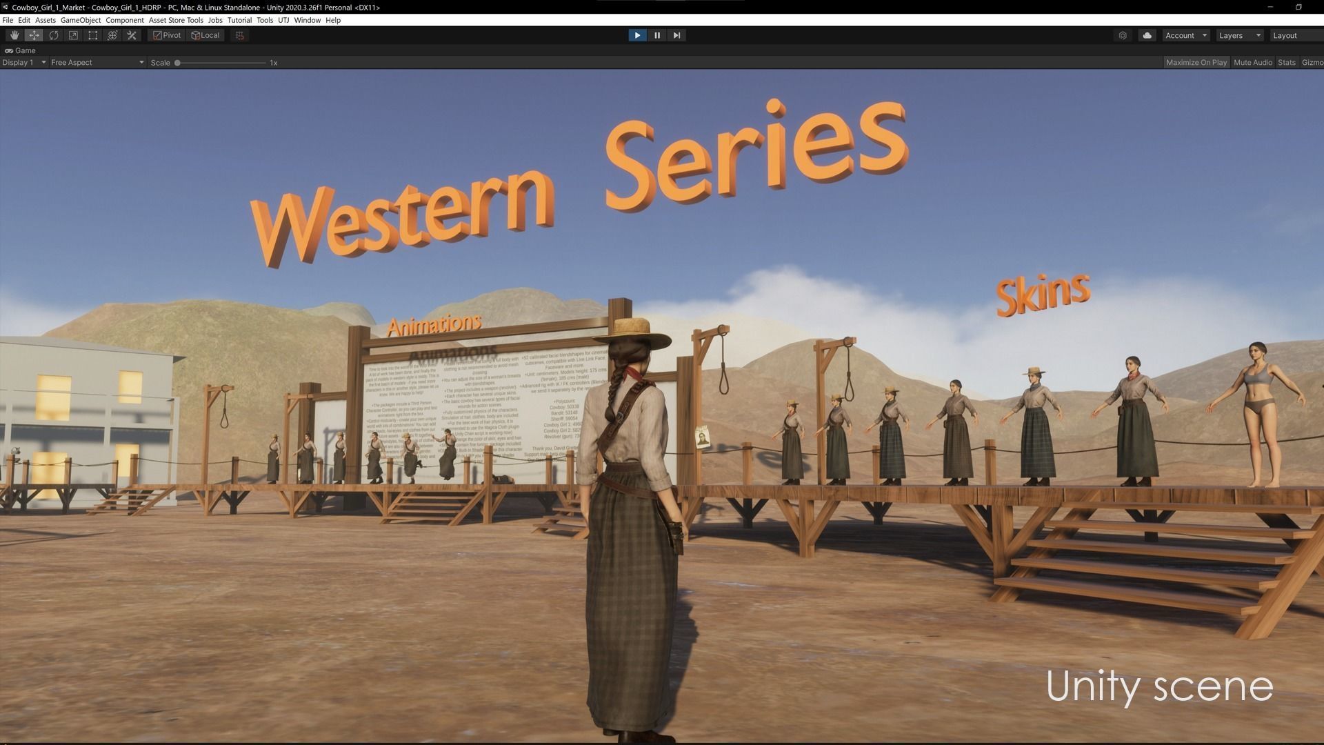 Cowboy Girl 1 Western Wild West Adventure Survival Character Low-poly 3D model_22