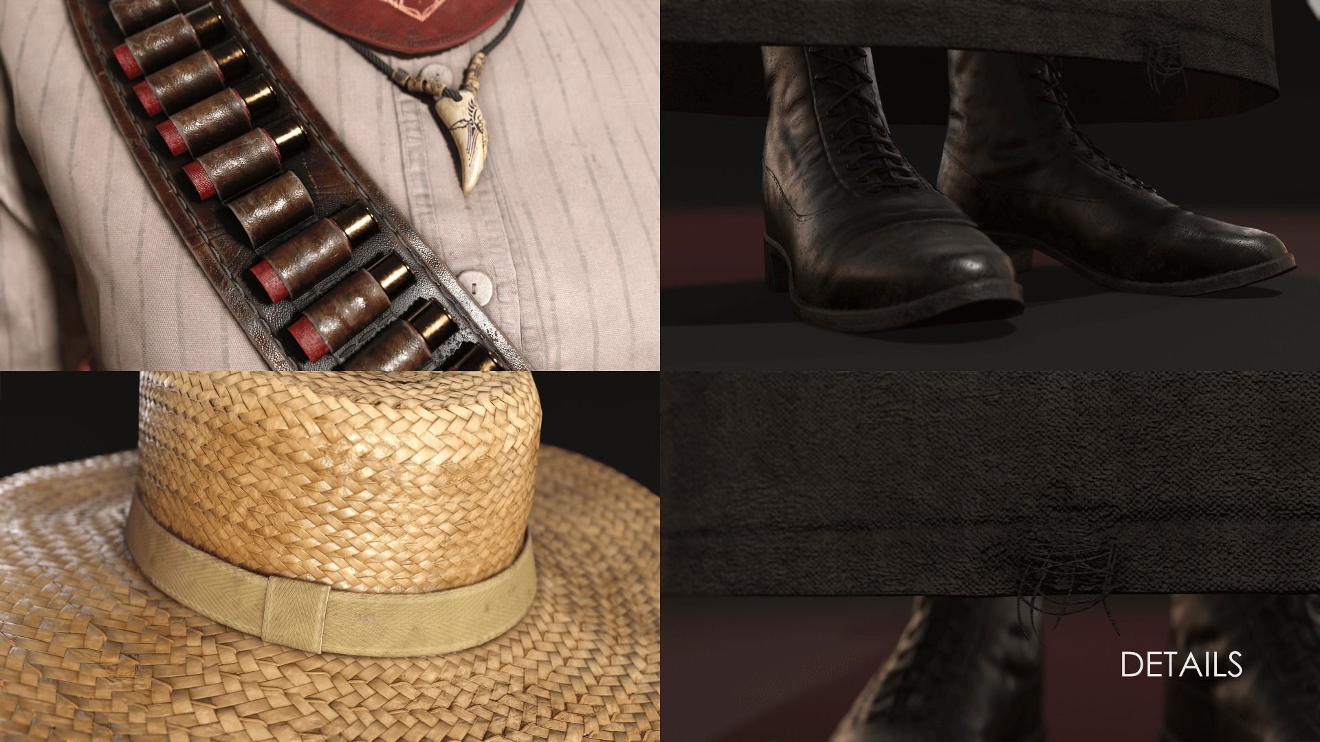 Cowboy Girl 1 Western Wild West Adventure Survival Character Low-poly 3D model_7