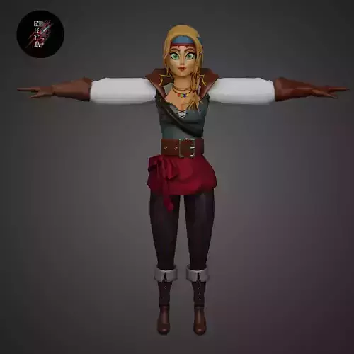 3D Pirate Girl for games 