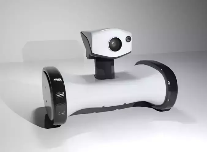 SciFi robot drone on tracked wheels