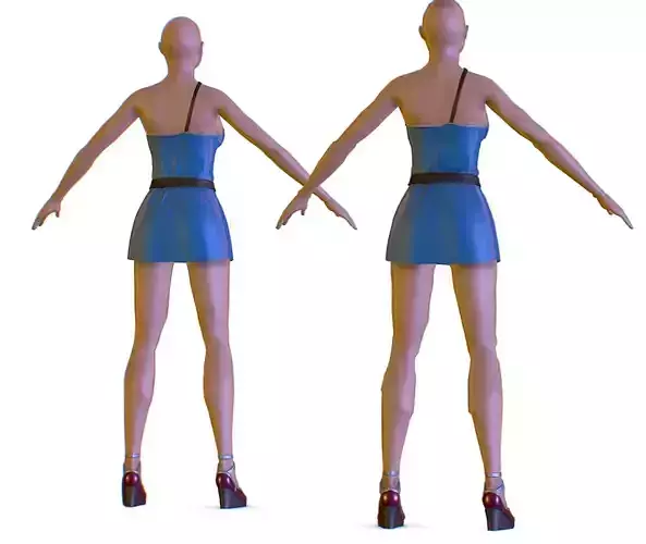 Subdivision 3D The Woman Blue Short Sundress